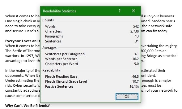 readability statistics