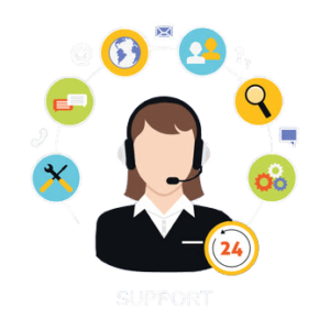 A drawing of an IT support provider, representing a 24/7 helpdesk.